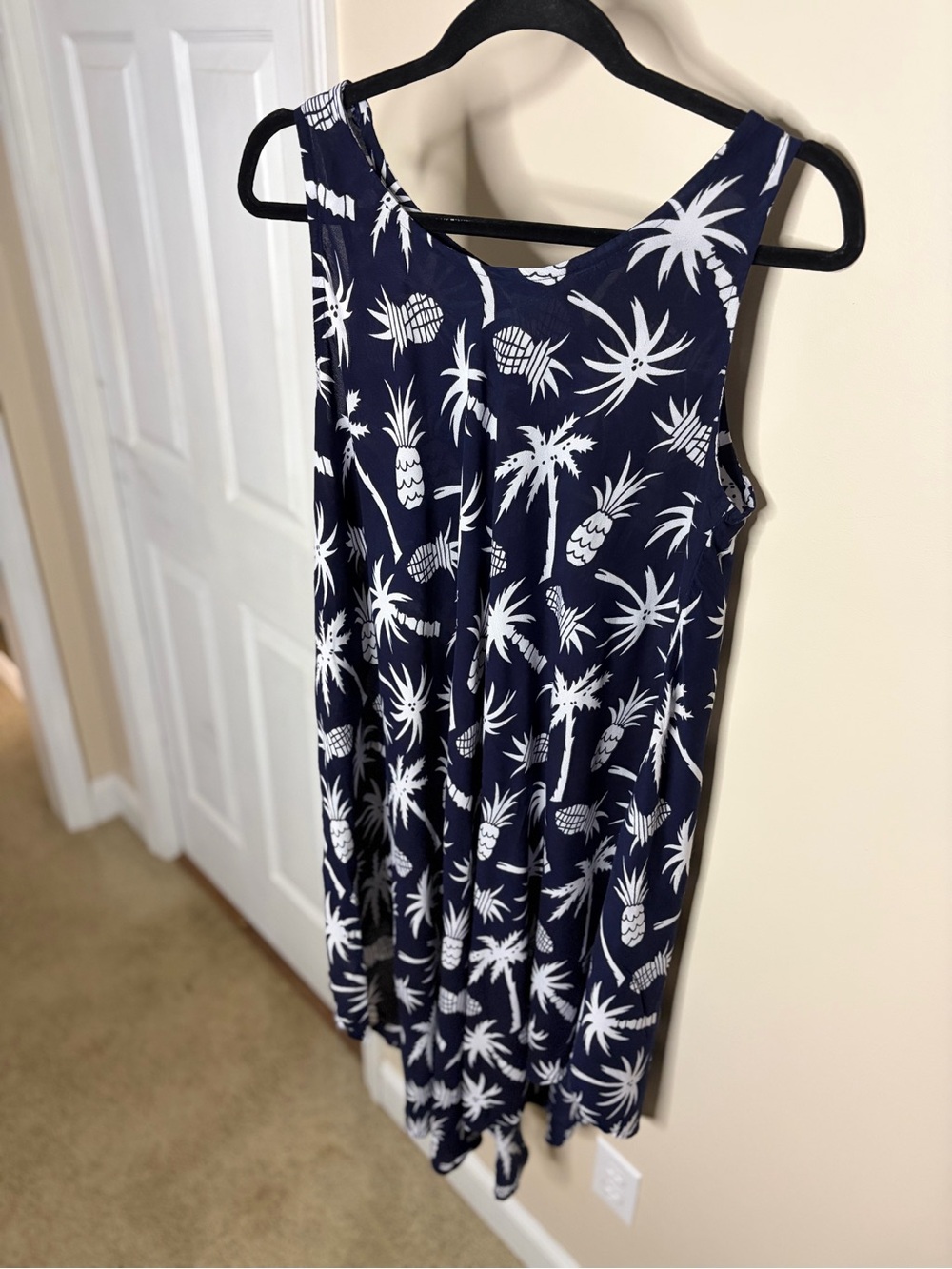 Exist Navy Sundress with White Palm & Pineapple Print #1369